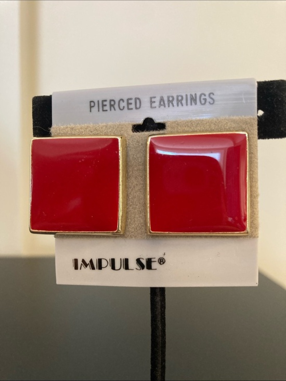 Impulse Red Square Stud Earrings